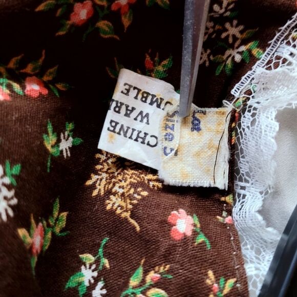 Vintage 70s Floral Prairie Dress Sheer Sleeves and Lace Trim Size 5 - Picture 10 of 11